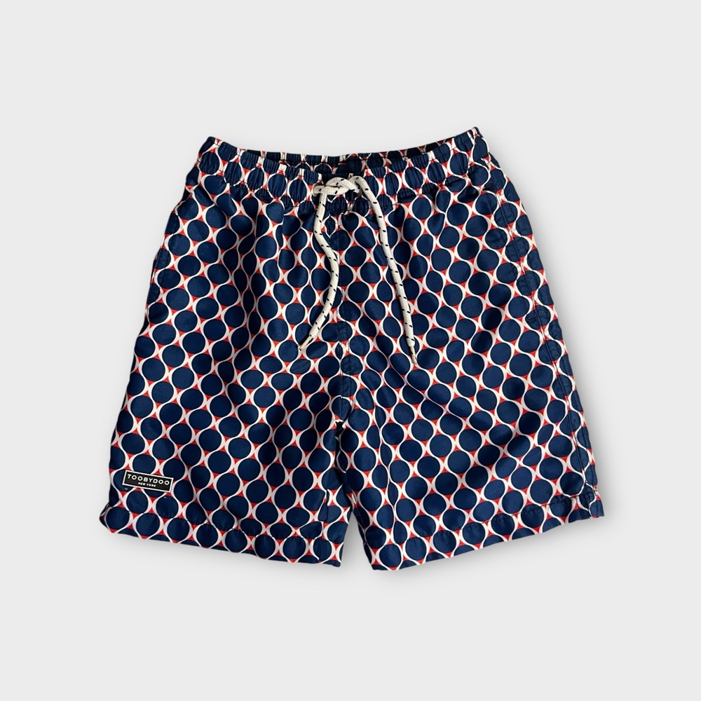 Toobydoo Red & Blue Circle Shape Pattern Swim Trunks
